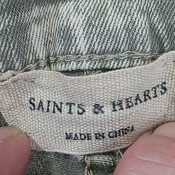 Saints & Hearts Gray Acid Wash Bell Bottoms, Size Small - Picture 8 of 9